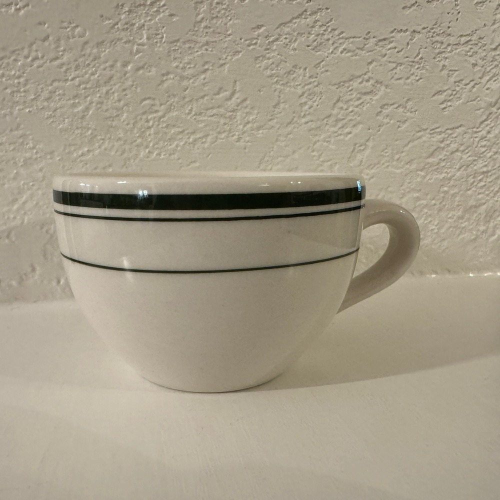 CAC China Diner Style Coffee Mug Cream White Black‎ Triple Stripe Retro Cafe Cup